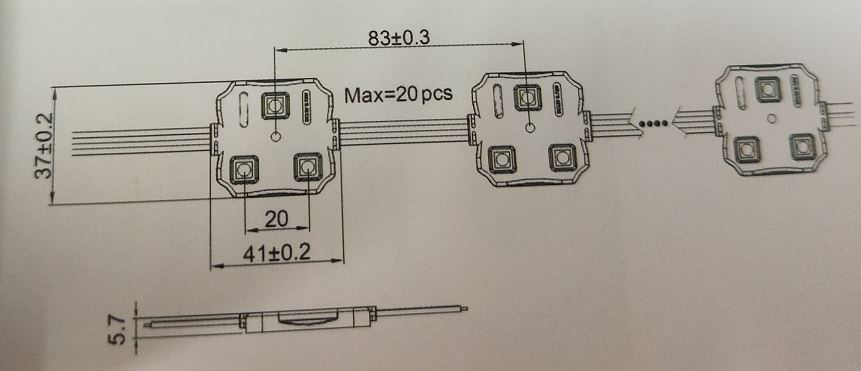 Smart RGBW LED module dimention
