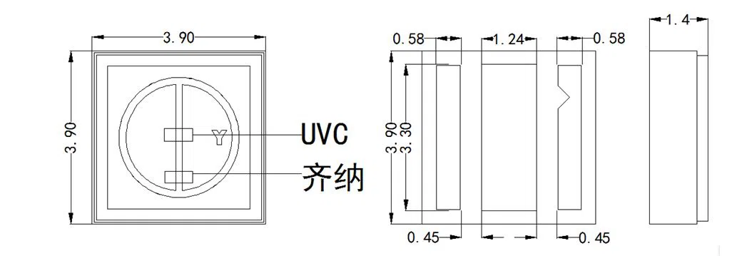 315nm LED chip size 315nm LED chip size