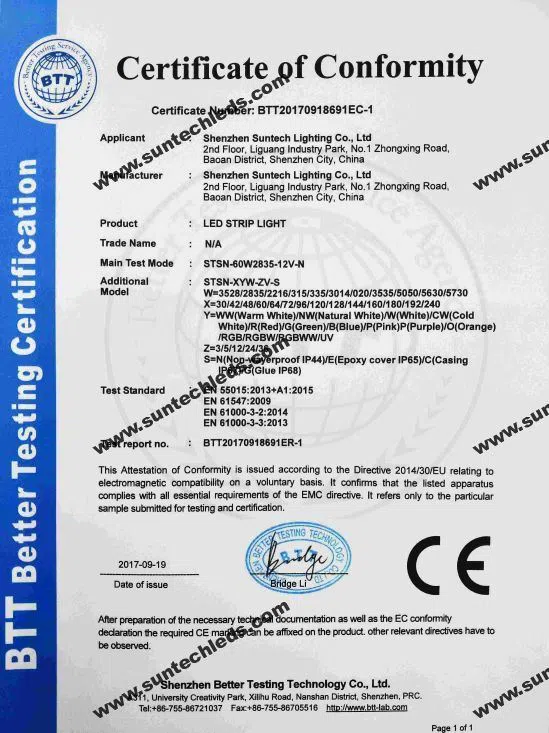 CE certificate LED strip
