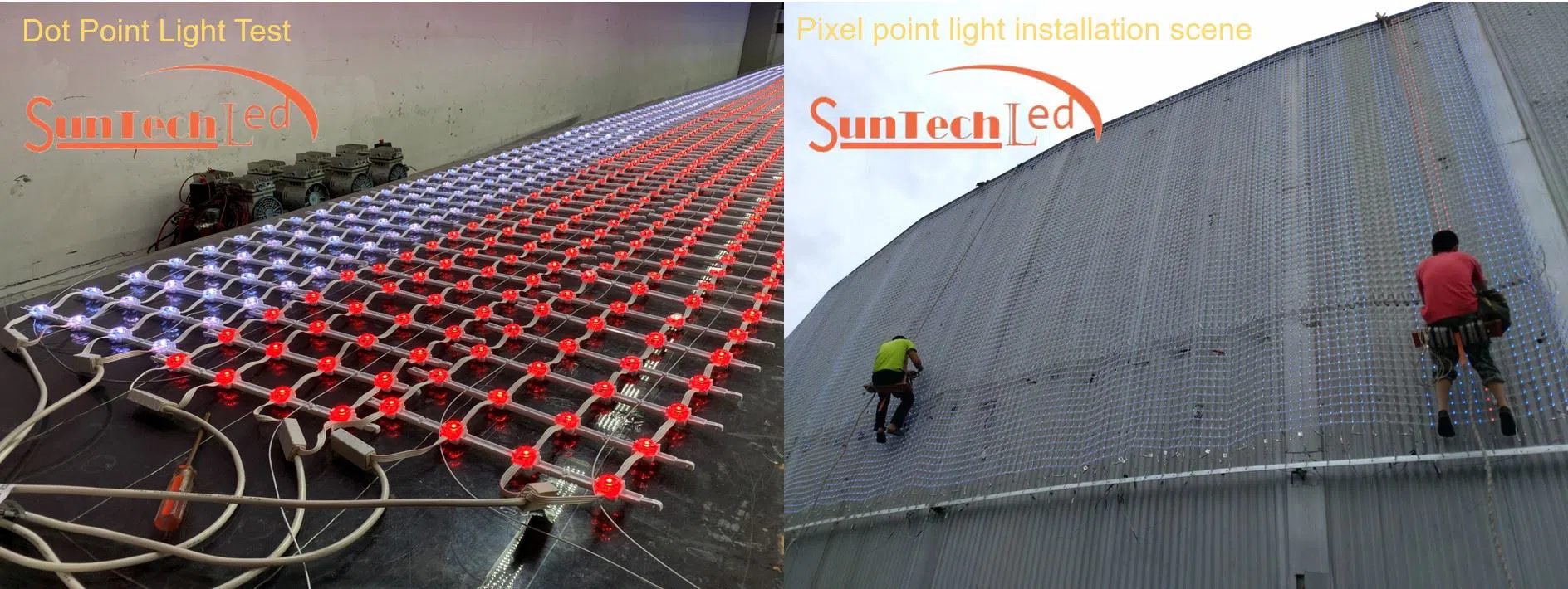 Pixel point light installation scene and text Pixel point light installation scene and text