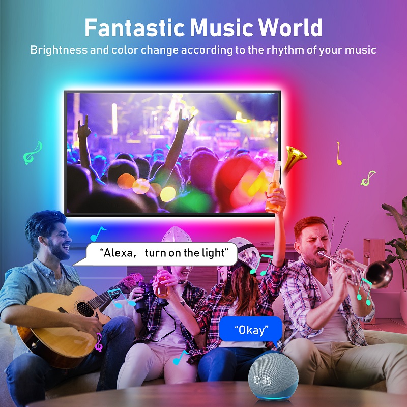 Alexa control music world string light
