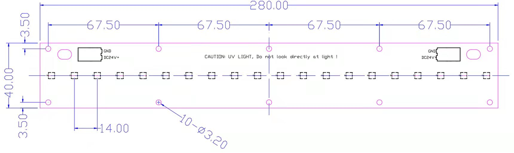 UVC LED Bar Dimension UVC LED Bar Dimension