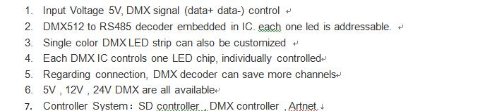 Addressable DMX strip 5v specification