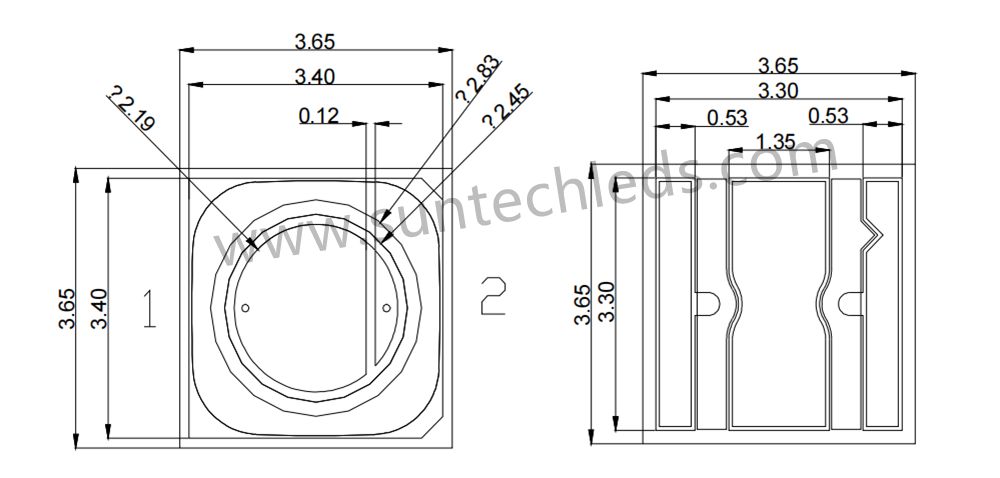 254nm 255nm UVC LED size