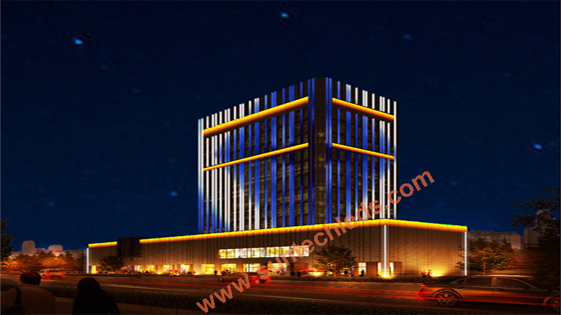 DMX Programmable RGBW Building Facade Lighting Project