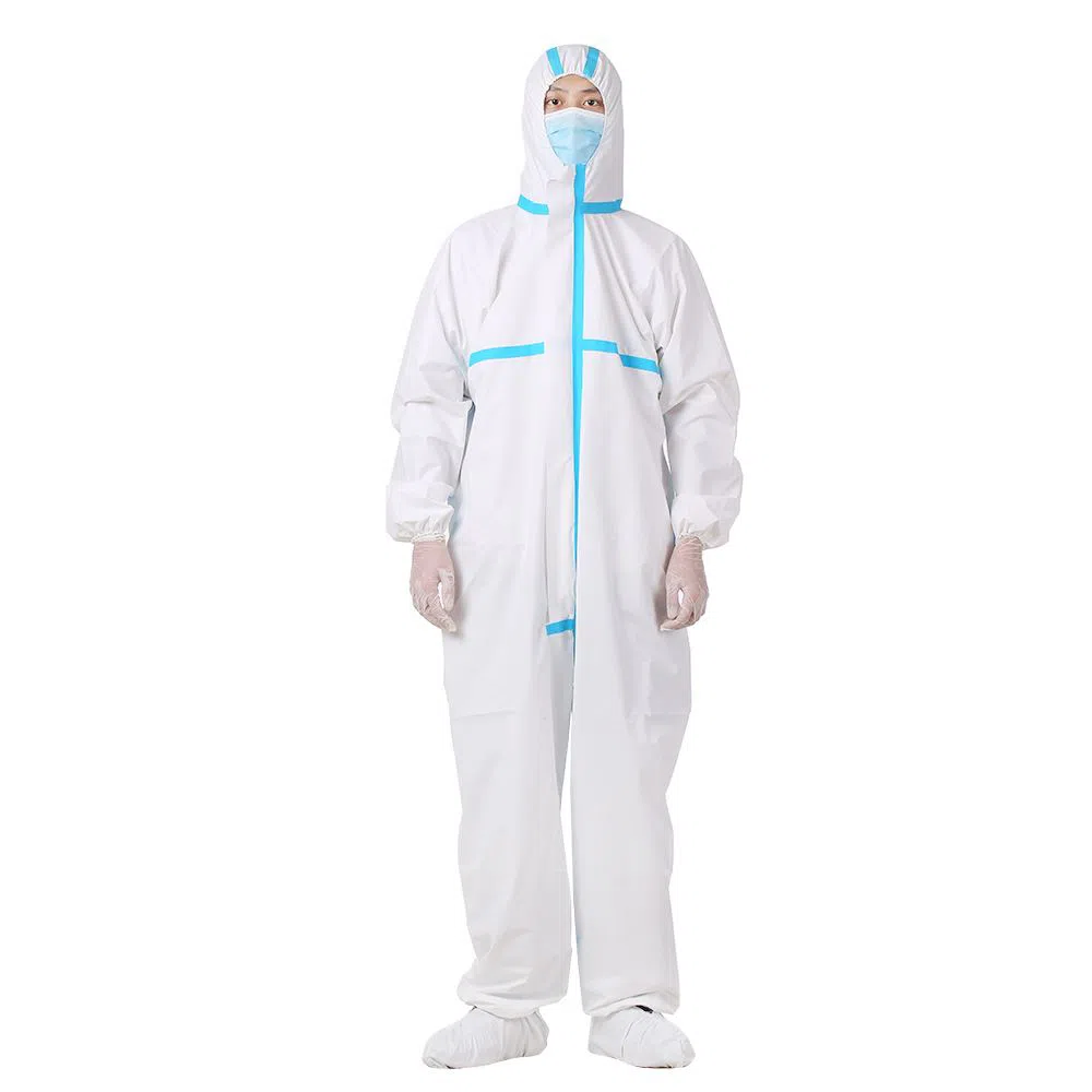 10/PK Wht Breathable Disposable Coveralls,Disposable Protective Clothing-14112 