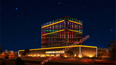 DMX Programmable RGBW Building Facade Lighting Project
