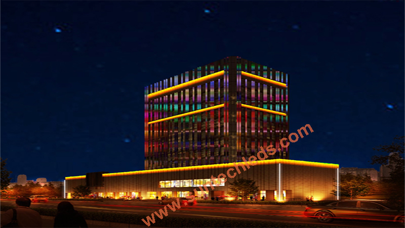 DMX Programmable RGBW Building Facade Lighting Project