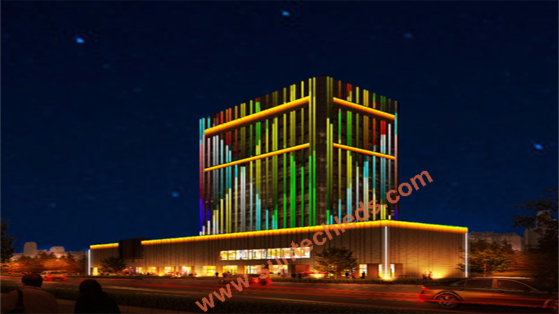 DMX Programmable RGBW Building Facade Lighting Project