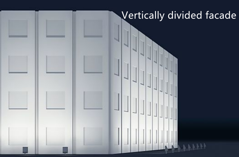 Vertically divided facade