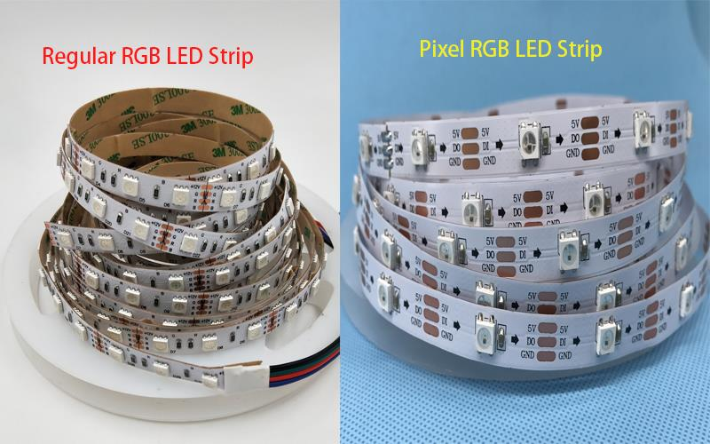 Difference RGB and addressable strip light