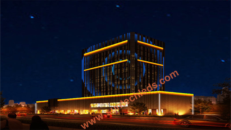 DMX Programmable RGBW Building Facade Lighting Project