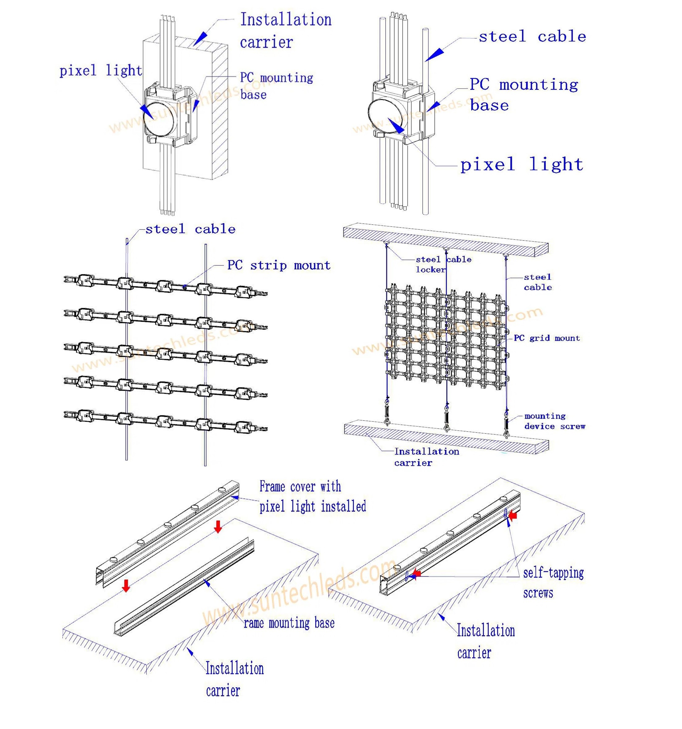 LED Pixel Point Light installation mathods