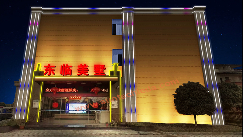 Hotel Dynamic LED Facade Linear Illumination Ideas 