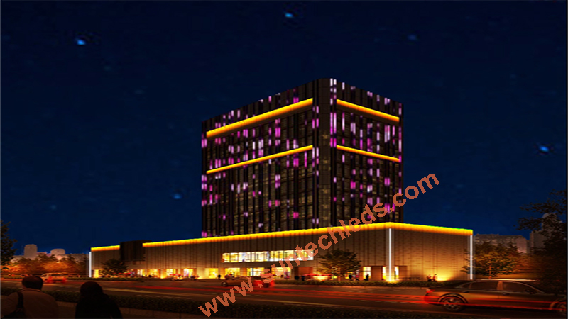 DMX Programmable RGBW Building Facade Lighting Project