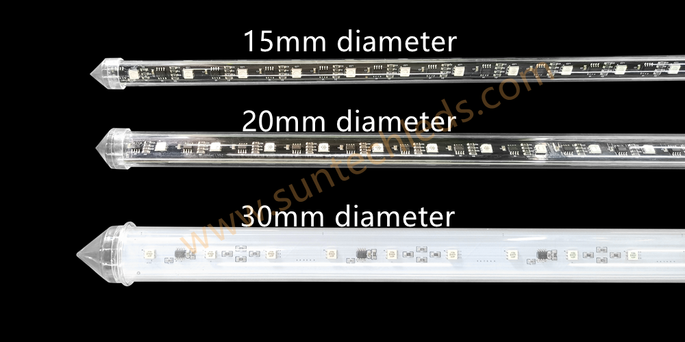 15mm 20mm 30mm diameter pixel tube led